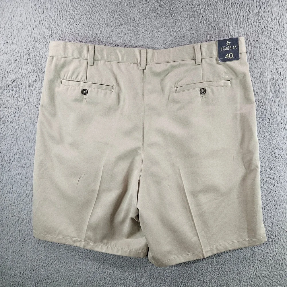 Grand Slam Mens Pleated Golf Shorts Khaki Tan Size 40‎ NEW NWT